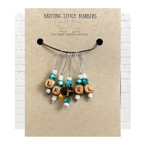 Knitting Stitch Markers Handmade Beaded Large Needles Left Right Increase Set 5